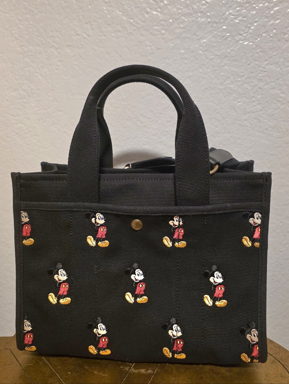 Coach Black Canvas Mickey Mini Tote with Gold Logo - Picture 2 of 2